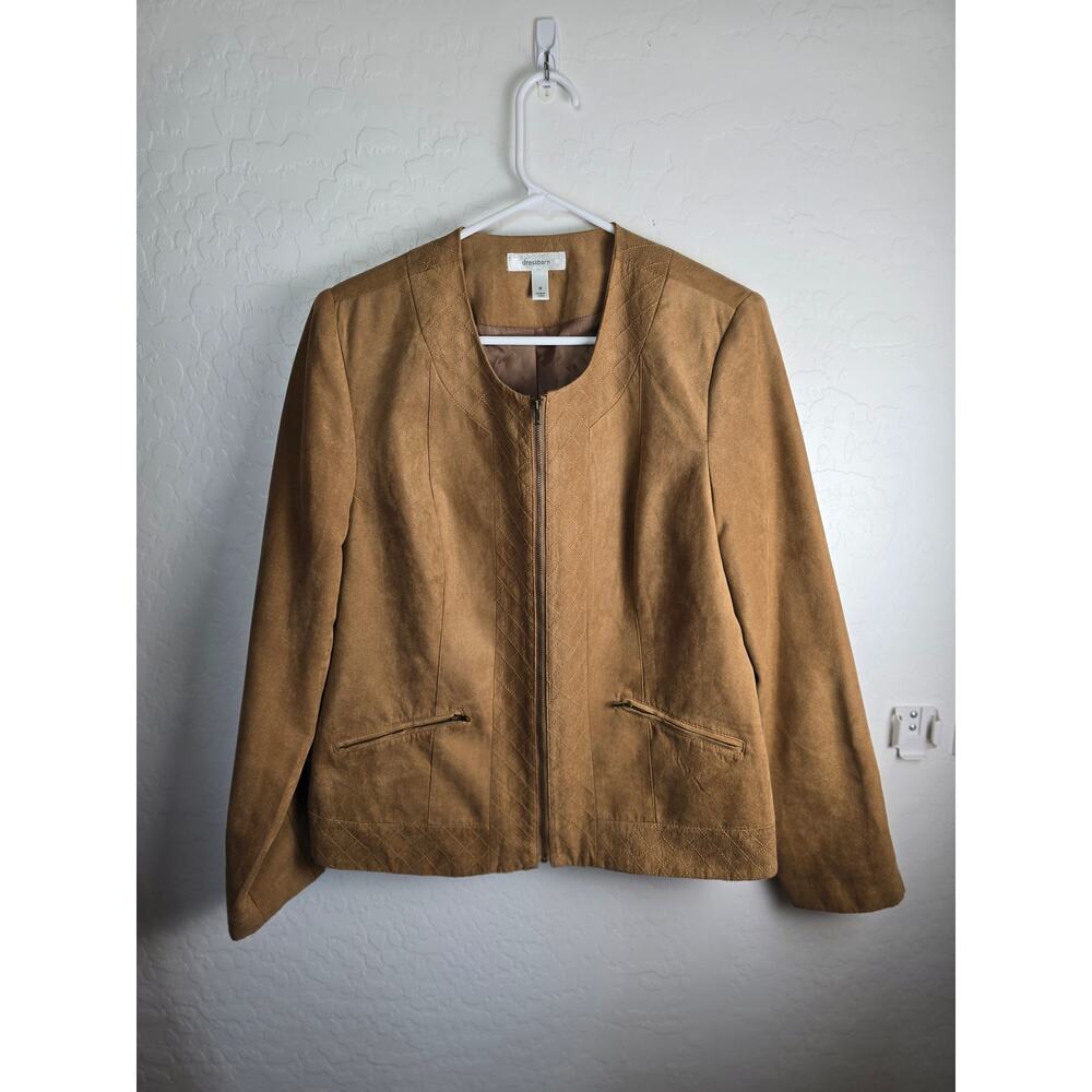 DressBarn Faux Suede Jacket size Medium brown tan Blazer - Picture 5 of 6